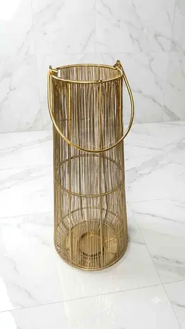 Gold Metal Decorative Lantern / Vase x 2