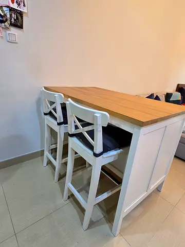 IKEA TORNVIKEN Kitchen island, off-white/oak