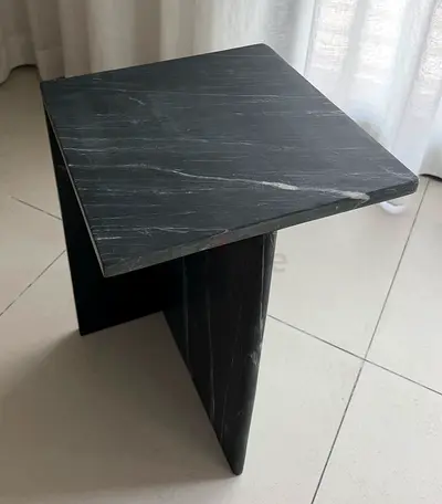 CB2 T Black Marble Tall Table