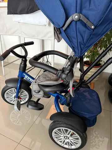 Bentley 6-in-1 Push Tricycle Stroller - Blue, Convertible with Parent Handle