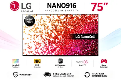 LG 75″ Nano91 NanoCell 4K Smart TV | 120Hz | Dolby Vision IQ | 75NANO916PA