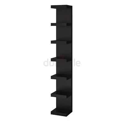 Tall Slim Wall-Mounted Black Shelf Unit with 7 Open Shelves IKEA LACK