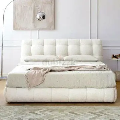 Modern Upholstered Bed Frame with Tufted Headboard
