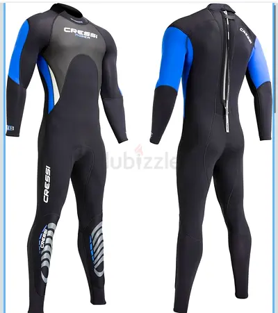 Cressi Full Wetsuit - Men's Full Body Scuba/Diving Suit (Black/Blue) L4