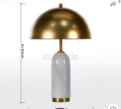Brass Dome Table Lamp with White Marble Base - Modern Bedside Lamp from Homecenter retail 500 DH