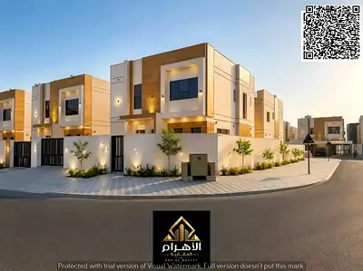 Corner villa for sale in Ajman, Al Helio 2 area. 3 bedrooms, majlis, hall, maid's room and storage. Freehold ownership for all nationalities. Price in