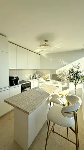 Modern Kitchen Island with Marble Top and Storage