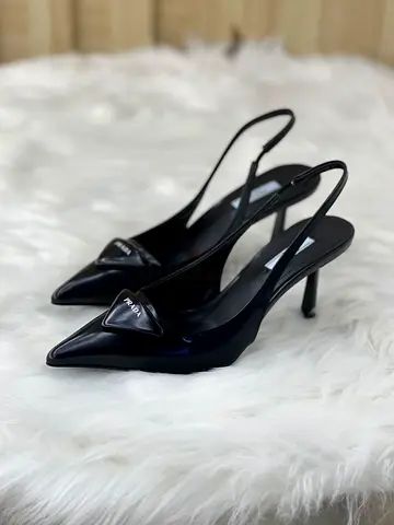 Prada women's black leather high heels