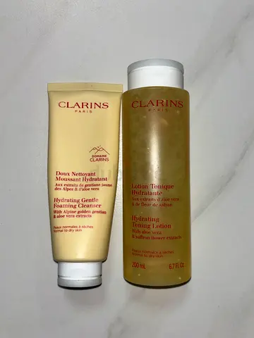 COMBO!! Clarins Hydrating Gentle Foaming Cleanser and Toning Lotion combo