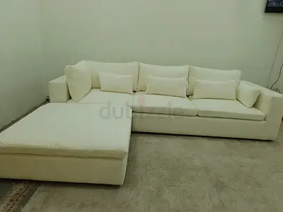 West elm white color 3 seater sofa with ottoman