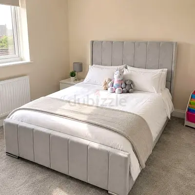 Luxury Fabric Bed Frame With Mattress Stylish Modern Design Headboard