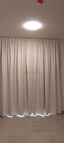 Light beige full-length blackout curtains - set