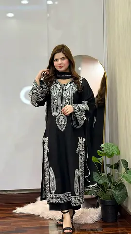 Black Embroidered Pakistani Salwar Kameez - Size S/M/L ... New