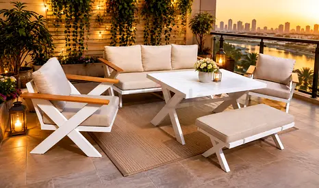 Outdoor 5-piece aluminium Garden Sofa Set with Cushions and Coffee Table