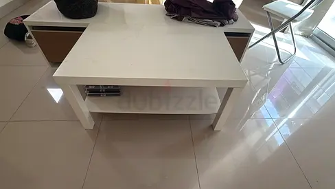 IKEA Modern White Coffee Table with Bottom Shelf
