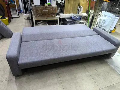 Grey fabric sofa bed - converts to full bed, good condition