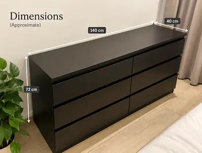IKEA Black Dresser - 6 Drawers