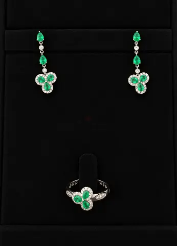 Jawhara Diamond Emerlad Set (ring & earrings)