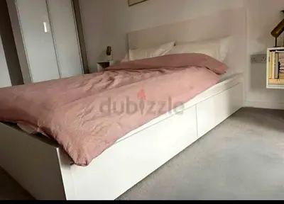 Ikea Queen size bed with mattress and storage drawers