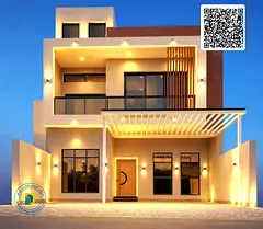 For sale, including air conditioning: a 5-bedroom villa with a roof terrace, modern finishing, at an