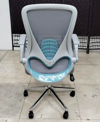 Ergonomic Mesh Office Chair with Lumbar Support - Light Grey/Blue
