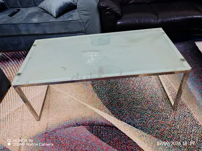 Glass Top Coffee Table with Metal Frame - Used