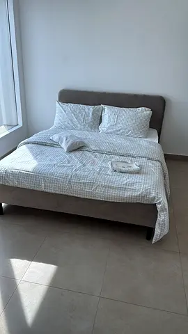 King size upholstered bed frame with matress & headboard