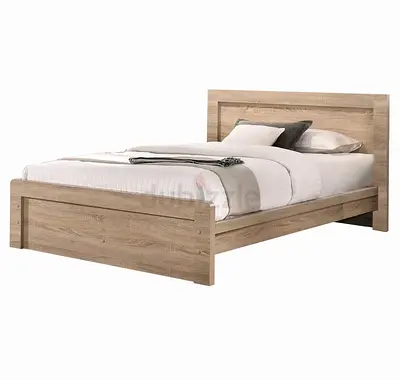 Wooden Double Bed Frame with Headboard twin bed- Light Oak Finish without mattress