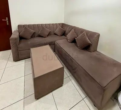 L-shaped velvet sofa - good condition