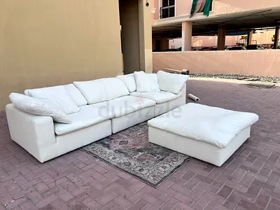 Comfortable Marina Home feather 🪶 filled Sofa Beige with footstool