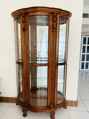 Wooden Curio Display Cabinet with Glass Shelves — Classic Design dining -table extendable 8 chairs