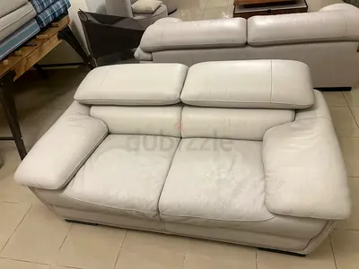 Two Seater Light Gray Leather Sofa (Set of 2 - One 2 Seater & One 2.5 Seater)