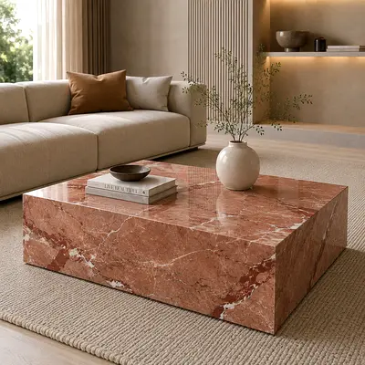 Red Al Kante Marble Coffee Table | Luxury Custom Marble Table UAE