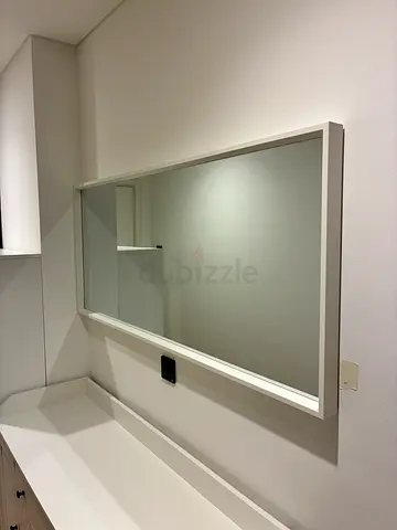 Wall-mounted rectangular mirror with white frame - 65x150 cm