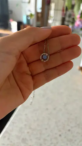 Silver Necklace with Round Blue Stone Pendant