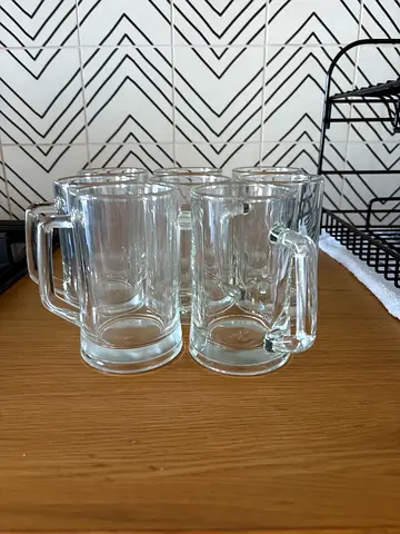 Set of 8 Clear Glass Beer Mugs — Sturdy Heavy Base