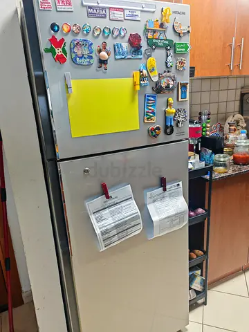 Used Hitachi Silver Double-Door Refrigerator - Working, Good Condition