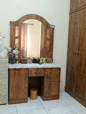 Solid Wood Dressing Table with Mirror and Storage - Good Condition