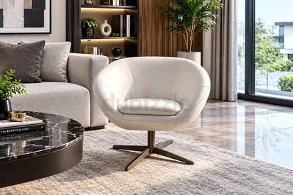 Marina Home Modern white swivel accent chair - gently used