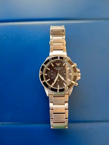 Men's stainless steel chronograph wristwatch - good used condition