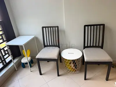 Pair of wooden dining chairs ikea TONSTAD with 2 tables ikea KVISTBRO and FEJAN very good condition