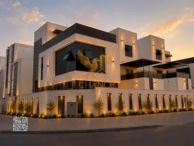 Luxury corner villa for sale in Al Helio, Ajman | 3 floors | Private pool | Elevator Includes water, electricity, air conditioning, and registration