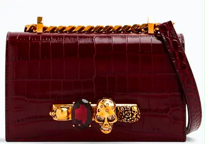 Alexander McQueen Croc-Effect Four-Ring Clutch Bag