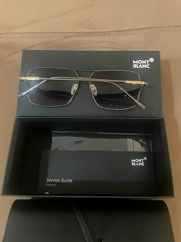 Montblanc men's rectangular metal sunglasses with case