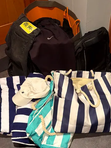 Clothes, bags, towels