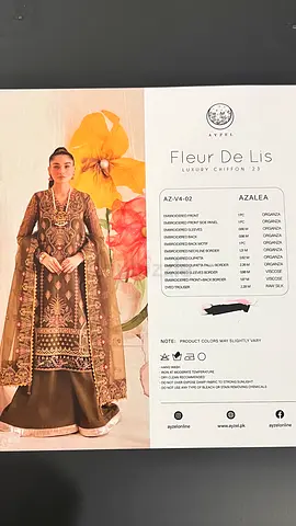 Azalea Fleur De Lis Luxury Chiffon 2.3 - Unstitched Dress Fabric Set