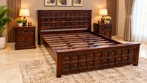 MARINA HOME Solid Wood King Size Bedroom Set