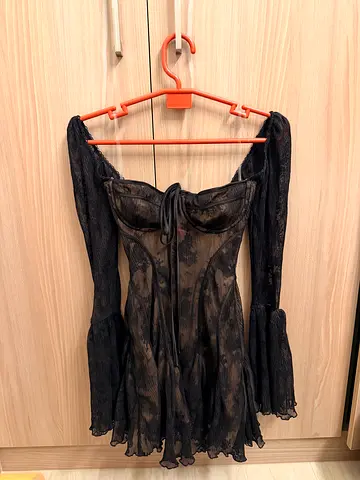 Black Sheer Lace Long-Sleeve Dress from House of CB