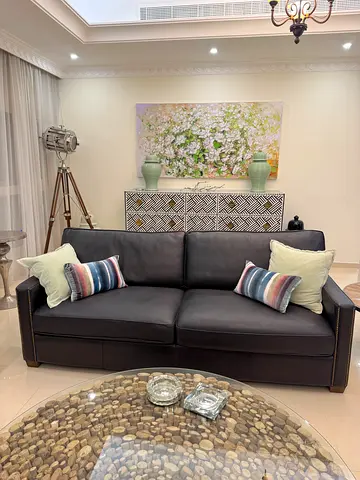 TIMOTHY OULTON Marina Home Viscount William Sofa 3 seater sofa 222 cm/87 inch grey genuine leather