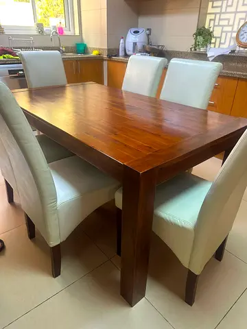 WOOD DINING TABLE WITH 6 CHAIRS